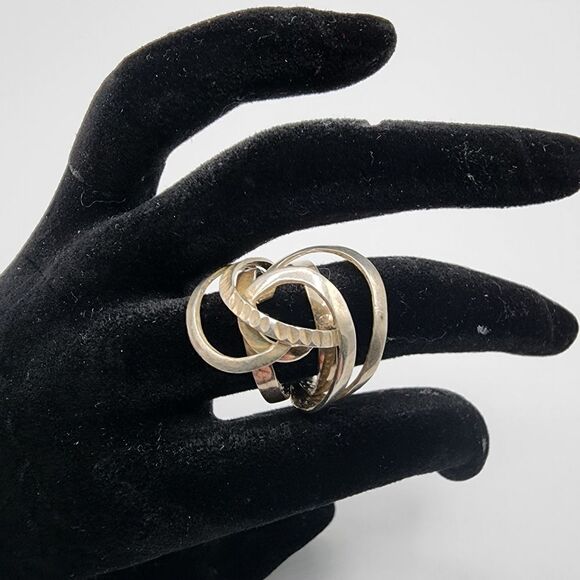 Sterling silver swirl modernist ring - Picture 1 of 5